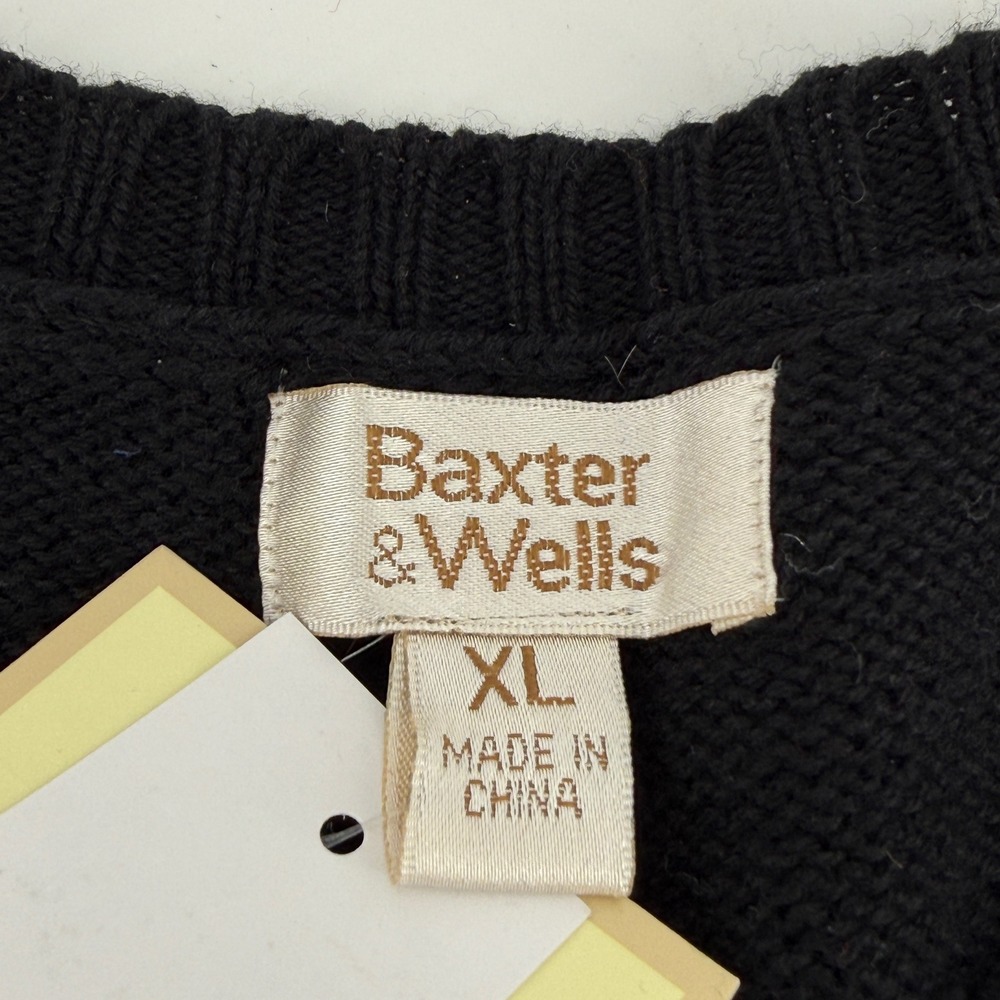 Baxter & Wells Womens Sweater Vest XL Black Snowflake Holiday Cotton Flax Blend - Picture 4 of 11